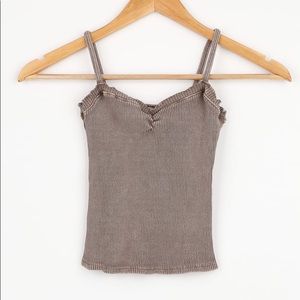 Washed Taupe Ribbed Cami Top